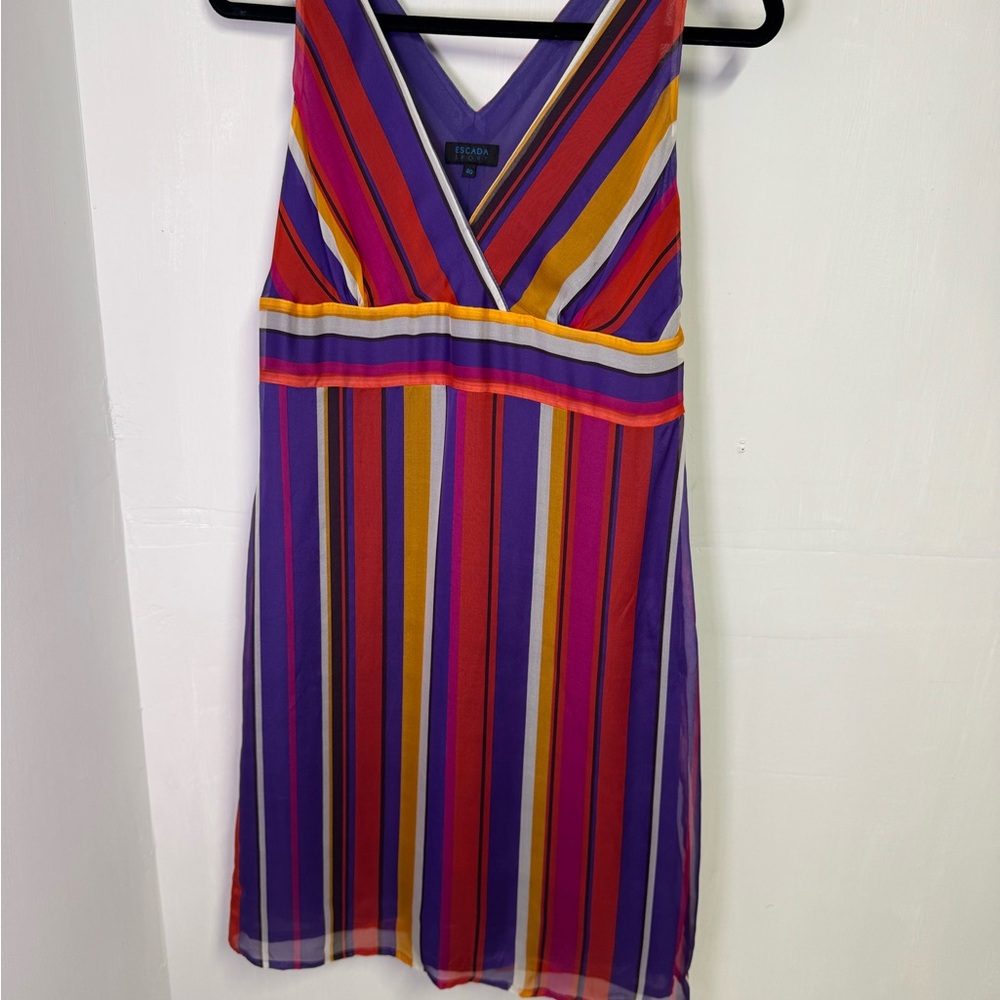 Escada sport Striped Mini Dress 100% Silk size 44